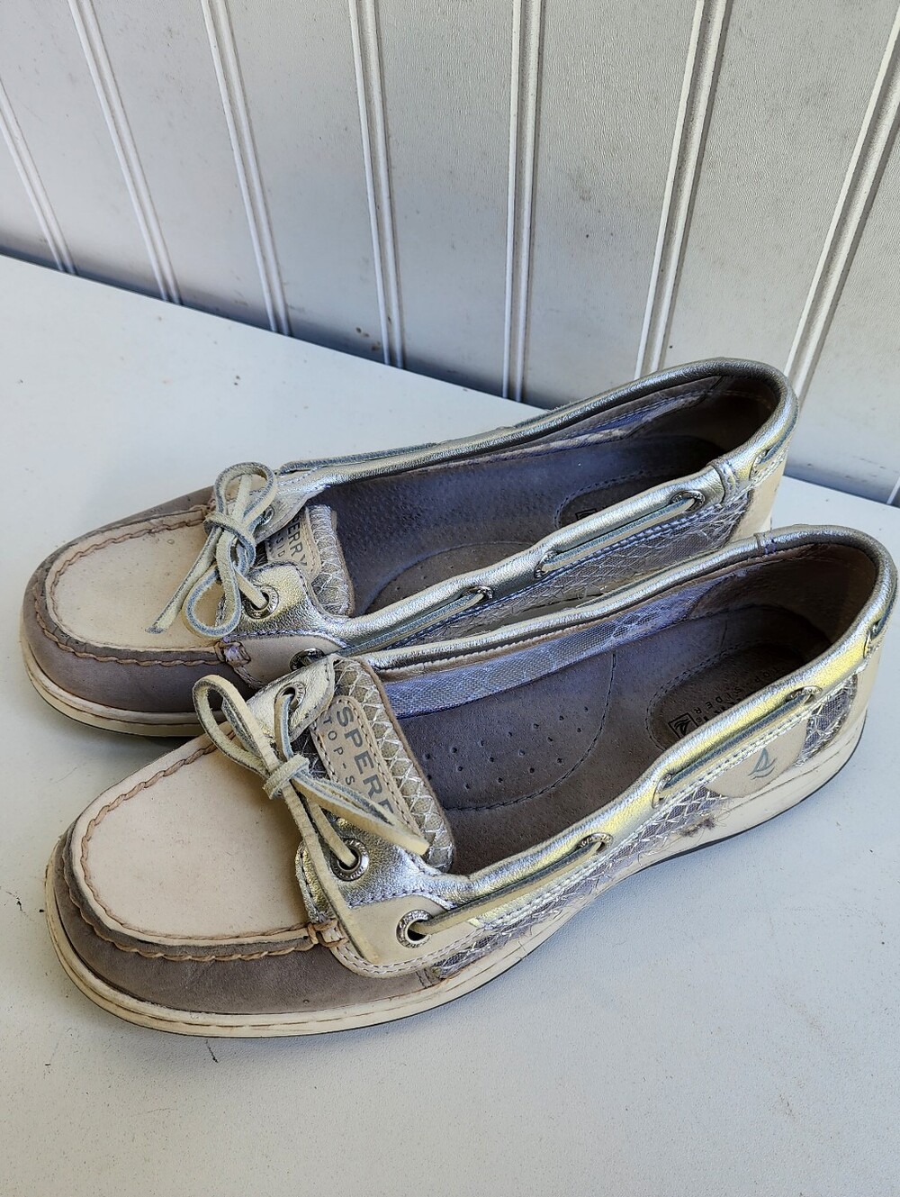 Sperry Top-Sider STS93260 Women's Silver Boat Shoes Gray Size 6.5M